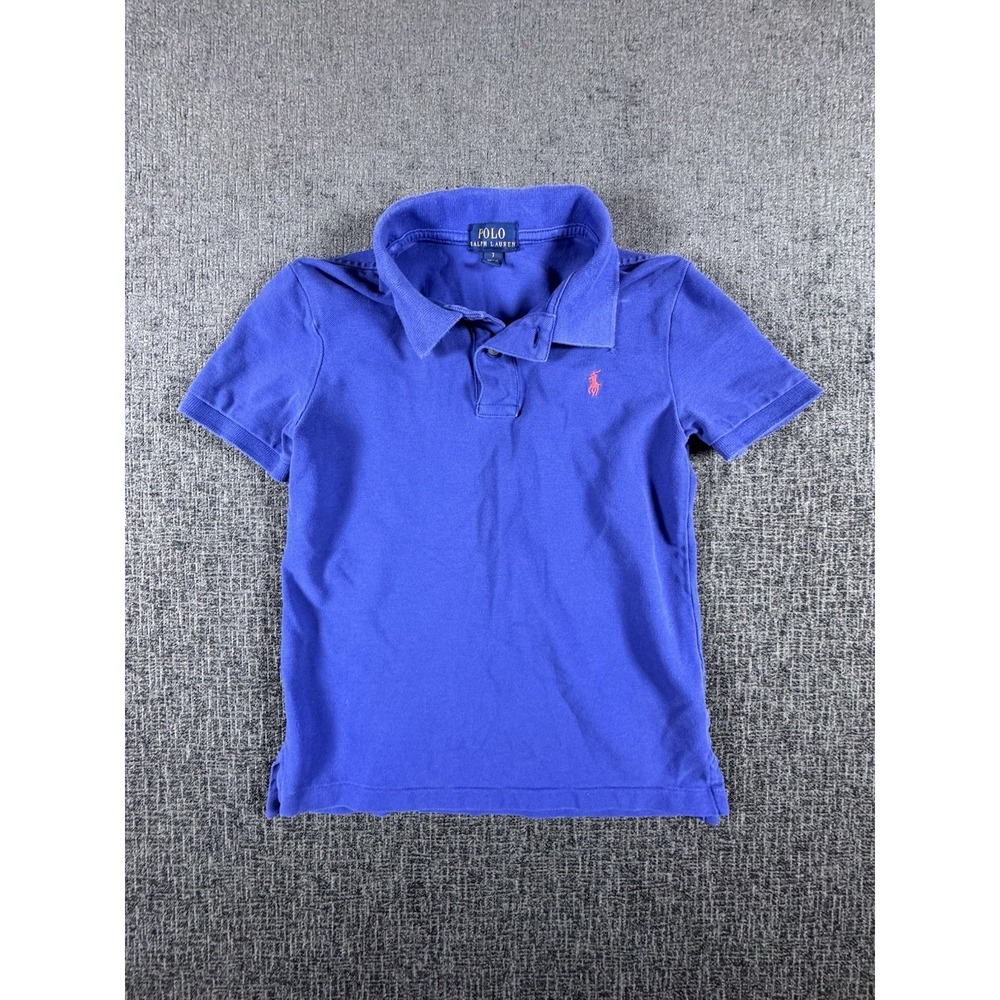 POLO‎ Ralph Lauren Toddler Boys Size 7 Royal Blue With Red Logo Polo Shirt